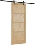 Vidaxl Sliding Door Natural And Black 86 X 211 Cm Solid Pine Wood