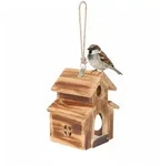 Relaxdays Vogelhaus, Geflammtes Holz, Zum Aufh&auml;ngen, Hxbxt: 21 X 16,5 X 14,5 Cm,