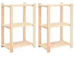 Lagerregale 3 B&ouml;den 2 Stk. 60x38x90cm Massivholz Kiefer 150kg - Vidaxl