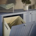 W&auml;scheschrank Bianco, Grau, 83 X 80 Cm Mit 2 W&auml;schek&ouml;rben, Vicco