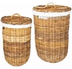 Vidaxl Laundry Basket With Lid Gendt 2 Pcs Natural Brown Kubu Rattan