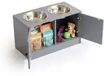 Relaxdays Futterstation Hund, 2 Hunden&auml;pfe, Stauraum, Hxbxt: 35,5 X 60 X 30 Cm,