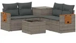 Sofa Set 6 Stk. Grau Und Dunkelgrau Polyrattan Und Stahl Vidaxl
