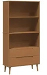 Vidaxl Bookcase Molde 85 X 35 X 170.5 Cm Solid Pine Wood Caramel
