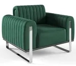 Selsey Parissa - Sessel, Samt Gr&uuml;n Verchromte F&uuml;&szlig;e, 106 Cm