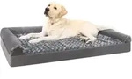 Orthop&auml;disches Hundebett L 90x57cm, Grau, Mit 3 Erh&ouml;hten R&auml;ndern, Waschbarer...