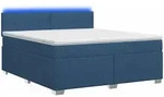 Boxspringbett Mit Matratze Und Led Blau 180 X 200 Cm Stoff Vidaxl
