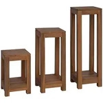 Vidaxl Plant Stand 3 Pcs Natural 25 X 25 X 80 Cm Solid Teak Wood