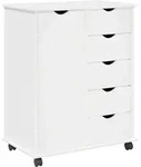 Vidaxl Rolling Cabinet 63.5 X 39 X 79 Cm Solid Pine Wood White