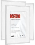 Bilderrahmen 30x40 Cm Aluminium Silber Mit Passepartout A4, Bruchsicherem Kunstglas
