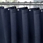 Duschvorhang Waffelstoff Wasserdicht Mit Metallringen 275x182cm Marineblau