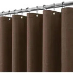 Duschvorhang Leinen 182x182cm Braun Mit Metallringen, Wasserdicht, Anti-schimmel
