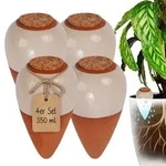 Relaxdays Tonkegel Bew&auml;sserung, 4er Set, 350 Ml, Gie&szlig;helfer Mit Deckel,