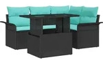 Gartensofa-set 5 Stk. Schwarz [synthetisch]: Poly Rattan Vidaxl