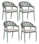Set Mit 4 St&uuml;hlen Und Sitzkissen Ormea Metall Gr&uuml;n