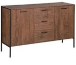 Sideboard Schwarz Dunkler Holzfarbton Mdf Platte Pulverbeschichteter Stahl 78 X 123 X