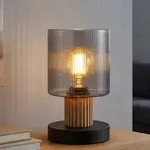 Led Tischleuchte Tischlampe Schlafzimmerlampe Glas Rauchfarben Schalter H 21 Cm