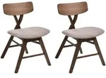 Esszimmerstuhl 2er Set Leland Holz Braun / Taupe