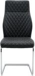 Lot De 2 Esszimmerst&uuml;hle, Hohe R&uuml;ckenlehne, Pu Und Metall, Schwarz Und Silber