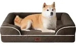 Orthop&auml;disches Hundebett Mit Memory Foam, Waschbar, Wasserdicht, Rutschfest, Braun L