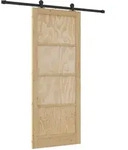 Vidaxl Sliding Door Natural And Black 86 X 211 Cm Solid Pine Wood