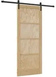 Vidaxl Sliding Door 86 X 211 Cm Solid Pine Wood Natural And Black