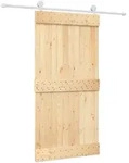 Schiebet&uuml;r Nat&uuml;rlich Und Wei&szlig; 100 X 210 Cm Massivkiefer Vidaxl