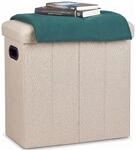 Relaxdays Faltbarer Sitzhocker, Hxbxt: 49,5 X 46 X 25,5 Cm, Mit Stauraum, Griffe,