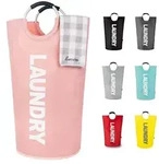 Gro&szlig;er W&auml;schekorb 90l Faltbar Mit Aluminiumgriffen, Wasserdicht, Rosa