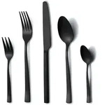 30-teiliges Besteck Set Schwarz Edelstahl F&uuml;r 6 Personen, Sp&uuml;lmaschinenfest