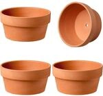 4er Set Terrakotta Blument&ouml;pfe 14cm Mit Abflussloch F&uuml;r Sukkulenten & Kr&auml;uter