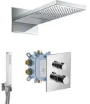 Paulgurkes - Wasserfall Unterputz Thermostatarmatur 3-wege Duschsystem Eckig