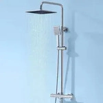 Duschsystem Mit Thermostat Und Regendusche, H&ouml;henverstellbar, Verbr&uuml;hschutz