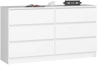 Akord - Kommode K140 Wei&szlig; 138 Cm 6 Schubladen B138 X H77 X T40 Cm