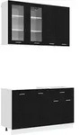 Vidaxl Kitchen Unit Lyon 4 Pcs Black Oak Engineered Wood