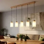 Led H&auml;ngeleuchte Pendelleuchte Esszimmerlampe H&ouml;henverstellbar Braun Holz...