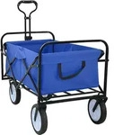 Vidaxl Folding Shopping Trolley With Breaks Blue 94 X 53 X 99 Cm