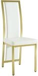 Lot De 4 Chaises De Salle &Agrave; Manger, Geschwungene Hohe R&uuml;ckenlehne, Wei&szlig;es Pu Und