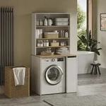 Waschmaschinenschrank Viktor, Wei&szlig;/artisan-eiche, 93.6 X 88.2 Cm 2 Teile Mit