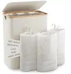 W&auml;schekorb Mit Deckel, 145l, 3 F&auml;cher, Beige