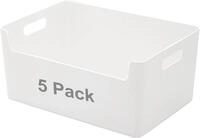 5er Set Aufbewahrungsboxen Mit Griffen, Niedrige Vorderseite, Wei&szlig;