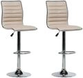 Barhocker 2er Set Beige Kunstleder Silber Metall H&ouml;henverstellbar Modern Wohnzimmer