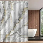 Duschvorhang 180x180cm Marmor Antischimmel Polyester 12 &Ouml;sen Badevorhang