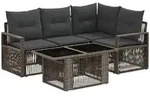 Gartensofa-set 5 Stk. Grau Und Dunkelgrau Poly-rattan Vidaxl