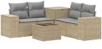 Sofa Set 6 Stk. Beige Und Hellgrau Polyrattan Und Stahl Vidaxl