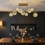 Led Deckenlampe Deckenleuchte Wohnzimmerlampe Kristalloptik Goldfarben L 101 Cm
