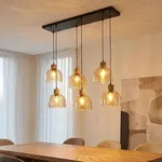 Led H&auml;ngeleuchte Pendelleuchte Wohnzimmerlampe K&uuml;rzbar Schwarz Metall H 130 Cm