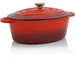 Gusseisen Cocotte 4,3 L Rot, Oval Emaillierter Gusseisen Br&auml;ter - Bbq-toro