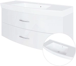 Lomadox - Badezimmer Waschtisch Mit Unterschrank 120cm Florido-03 Hochglanz...