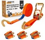 4x Spanngurte 6m 1500kg Mit Ratsche Und Haken, 27mm, T&uuml;v/gs Gepr&uuml;ft